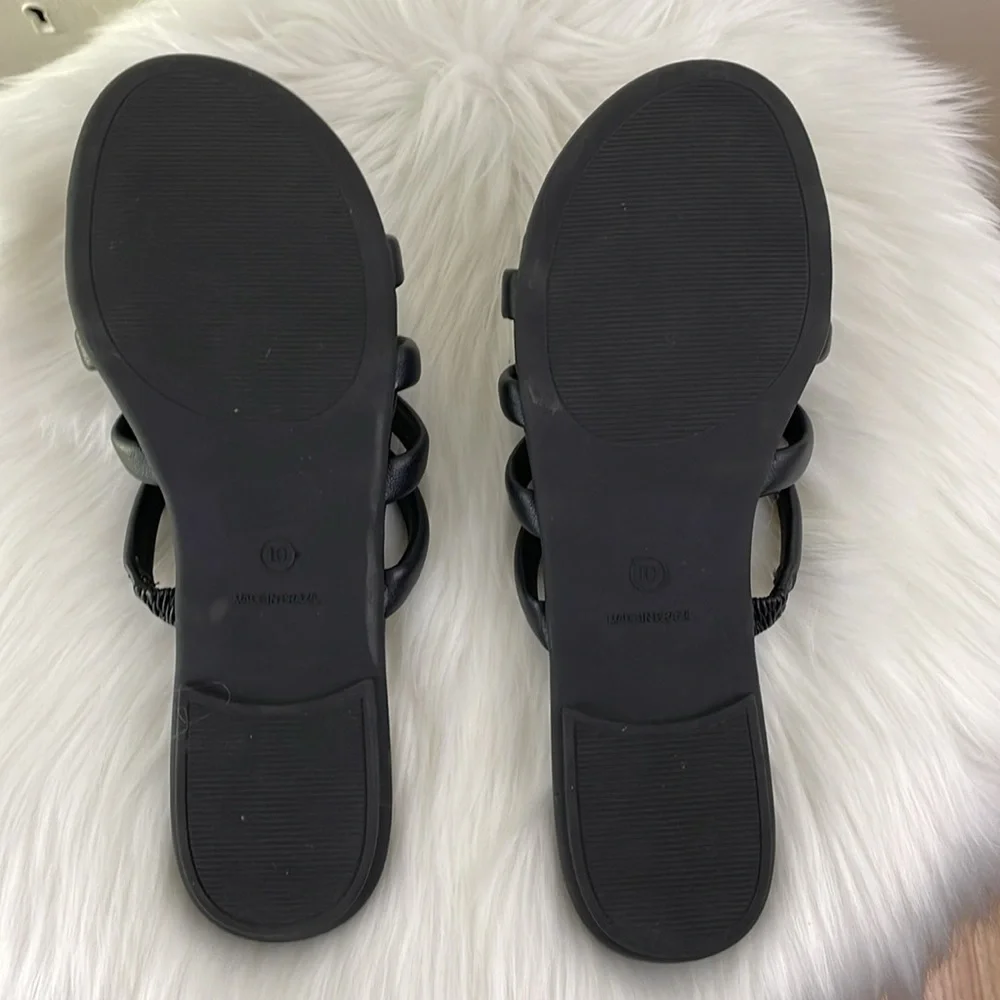Steve Madden flat Slide Multi-Strap Sandals black 10